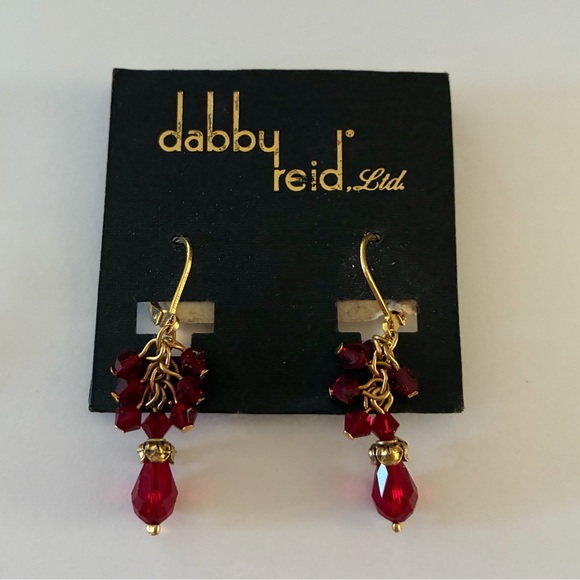 Dabby Reid Red Swarovski Crystal Cluster Dangle Earrings - Picture 1 of 1